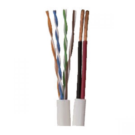 97394-06-01 Southwire 18 AWG 2 Conductor 4 Pair Unshielded Twisted Pairs (UTP) Solid Bare Copper CMR/CL3R Cat5e Non-Plenum CCTV Cable - 1000' Reel - White