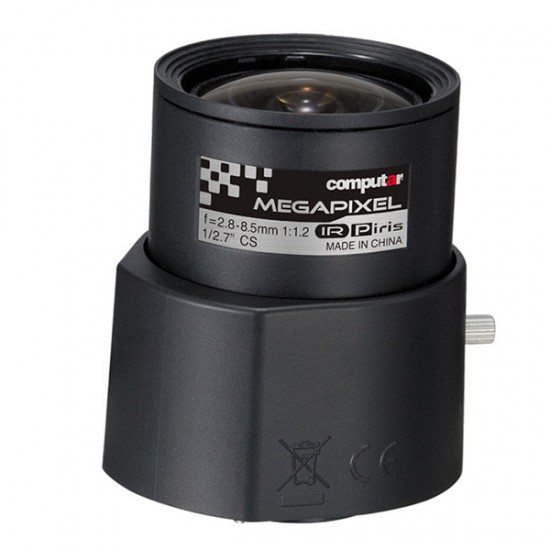 AG3Z2812KCS-MPWIR-V31 Computar 5MP 1/2.7" 2.8-8.5mm Varifocal F1.2-F16C CS Mount P-Iris IR Corrected Lens