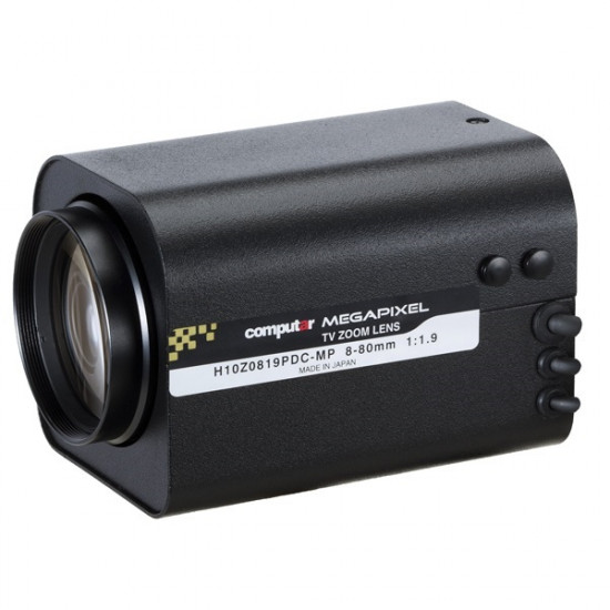 H10Z0819PDC-MP Computar 1/2" C-Mount 8-80mm F/1.8 1.3 Megapixel Preset Auto Iris Zoom Lens H10Z0819PDC-MP Computar 1/2" C-Mount 8-80mm F/1.8 1.3 Megapixel Preset Auto Iris Zoom Lens
