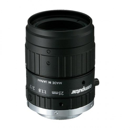 M2518-MPW Computar 2/3" C-Mount 25mm F/1.8 5 Mega-Pixel Ultra Low Disortion Manual Iris Lens