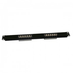 CAT 5E Patch Panel 12 Port 1U Rack Mount - 45 Degree Entry