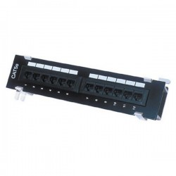 CAT 5E Mini Patch Panel 12 Port w/ Wall Mount Bracket