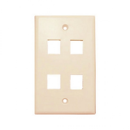WP-4P-IV Single Gang Wall Plate - 4 Port - Ivory