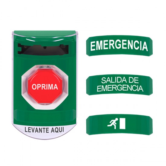 CP-SS13-ES STI 3-in-1 Yellow Indoor Stopper Station Kit Key-to-Reset/Turn-to-Reset/Momentary with Snap-ins - Spanish