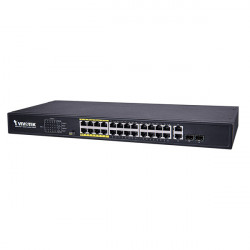 AW-FGT-260D-380 Vivotek 24 FE PoE + 2 GE Combo 370W Total Budget Unmanaged Switch